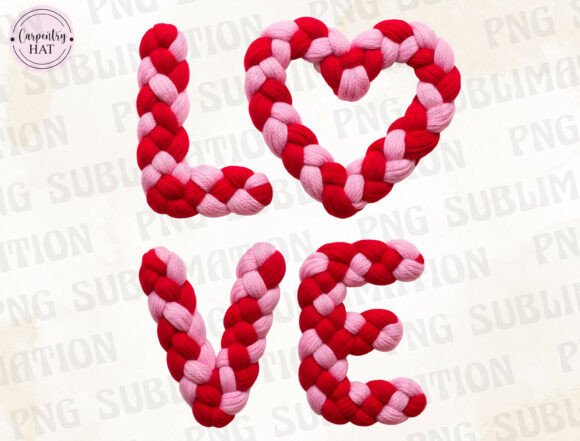 Faux Yarn LOVE PNG: A Stylish Digital Design for Creative and Commercial Projects
