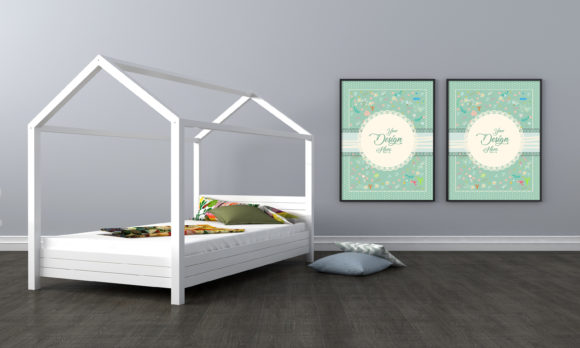 Modern Minimalist Kids Bedroom and Frame: Elevating Interior Presentation with 3D Mockups