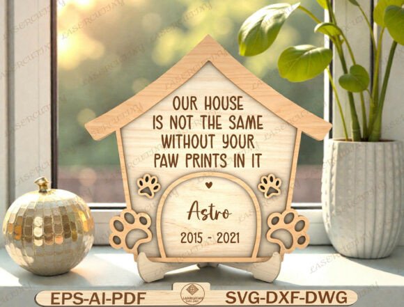 Paw Print Dog House Sign Laser Cut File