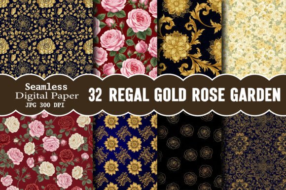 Regal Gold Rose Garden Pattern: A Versatile Design Asset
